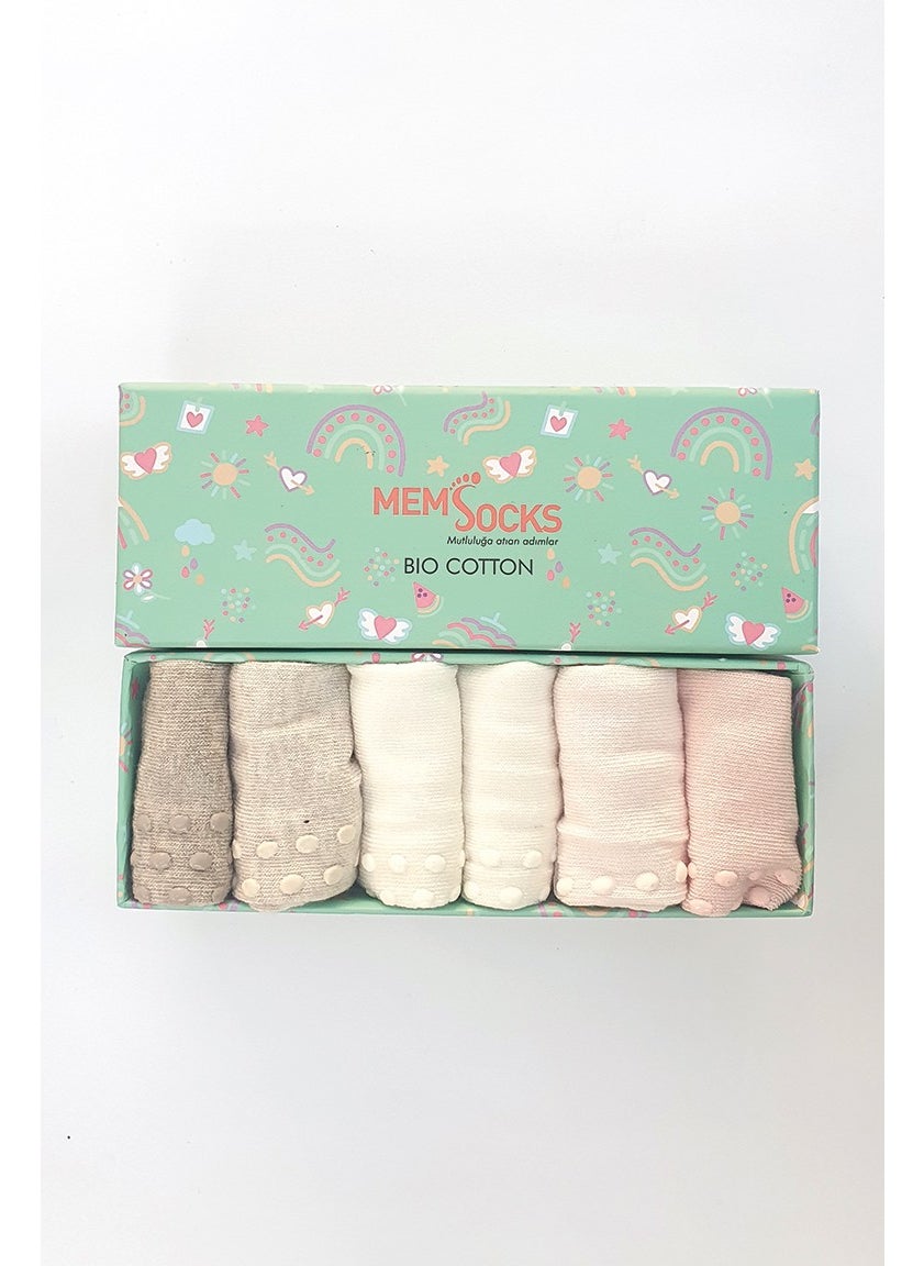 6-Piece Organic Cotton Non-Slip Children's Socks