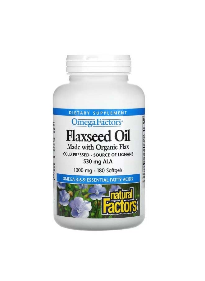 OmegaFactors Flaxseed Oil 1000 mg  180 Softgels