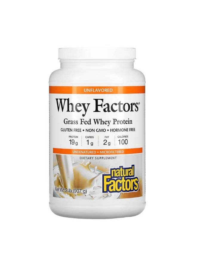 Whey Factors Grass Fed Whey Protein Unflavored 2 lb 907 g