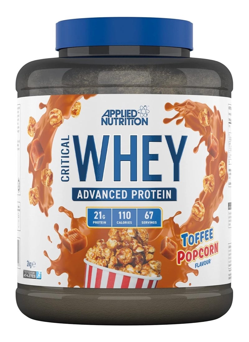 Applied Nutrition, Critical Whey, Advanced 21g Protein, 2Kg, Toffee Popcorn, 67 Servings