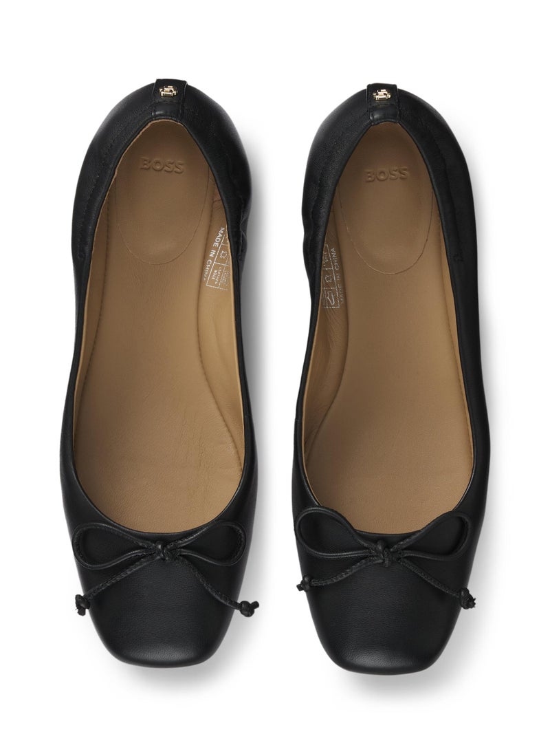 Ruffle-topline ballerina pumps in nappa leather