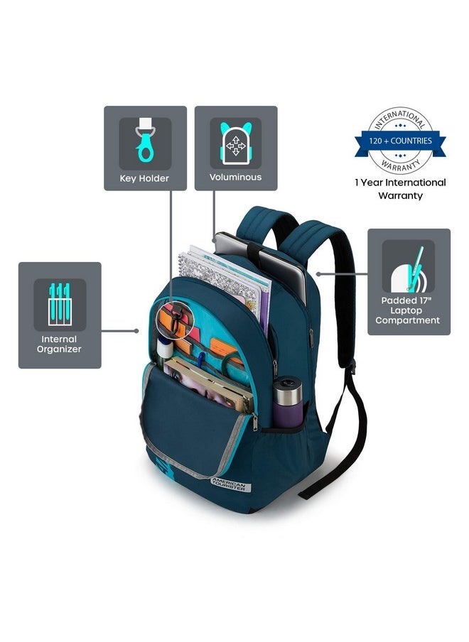 American Tourister Spin 29 Liters Medium Polyester Casual Standard Backpack | Backpack For Office College School (Teal)