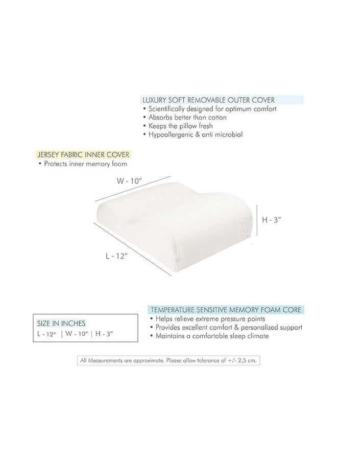 The White Willow White Reveries Memory Foam 1 Piece Mini Contour Travel Pillow with Cover - 12