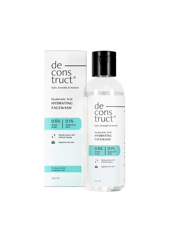 Deconstruct Hyaluronic Acid Hydrating Facewash- 0.5% Amino Acids + 0.1% Hyaluronic Acid | Gentle Cleanser | Hydrating | For Dry Skin | 100ml