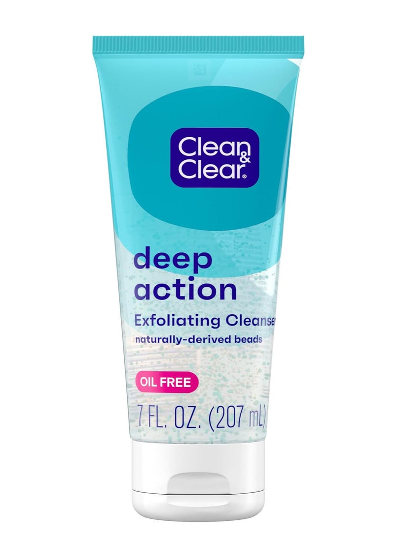 Oil-Free Deep Action Exfoliating Facial Scrub, Cooling Face Wash for Deep Pore Cleansing, 7 oz