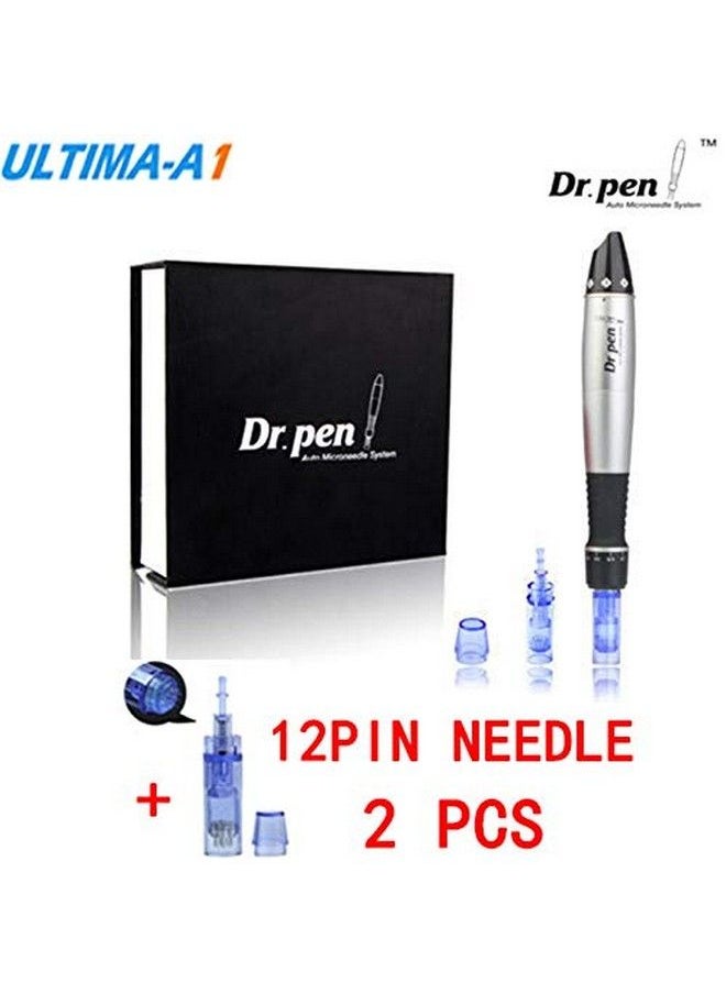 Electric Auto Micro Needle Stainless Steel Stamp Derma Pen With 2 Pieces 12 Pin Needles Cartridges