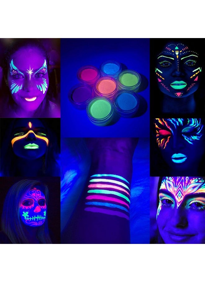 Activated Uv Reactive Graphic Eyeliner, Onmay 7 Color Aqua Eye Liner Glow Blacklight Body Face Paint Makeup Kit - Pastel Bundle