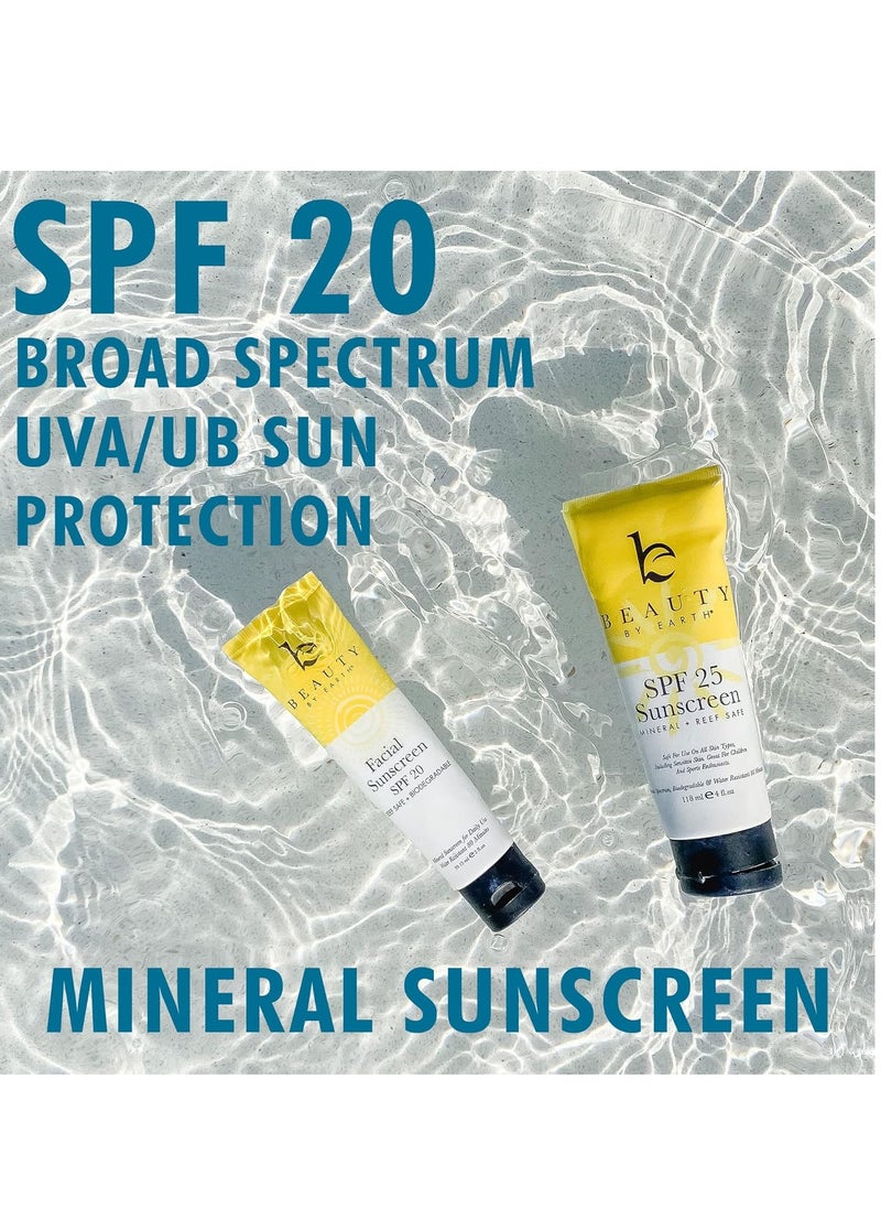 Face Sunscreen SPF 20 - Mineral Sunscreen Face, Reef Friendly Sunscreen With Natural & Organic Ingredients, Biodegradable Sunscreen, Zinc Oxide Sunscreen for Daily Use, Facial Sunscreen Travel Sizec