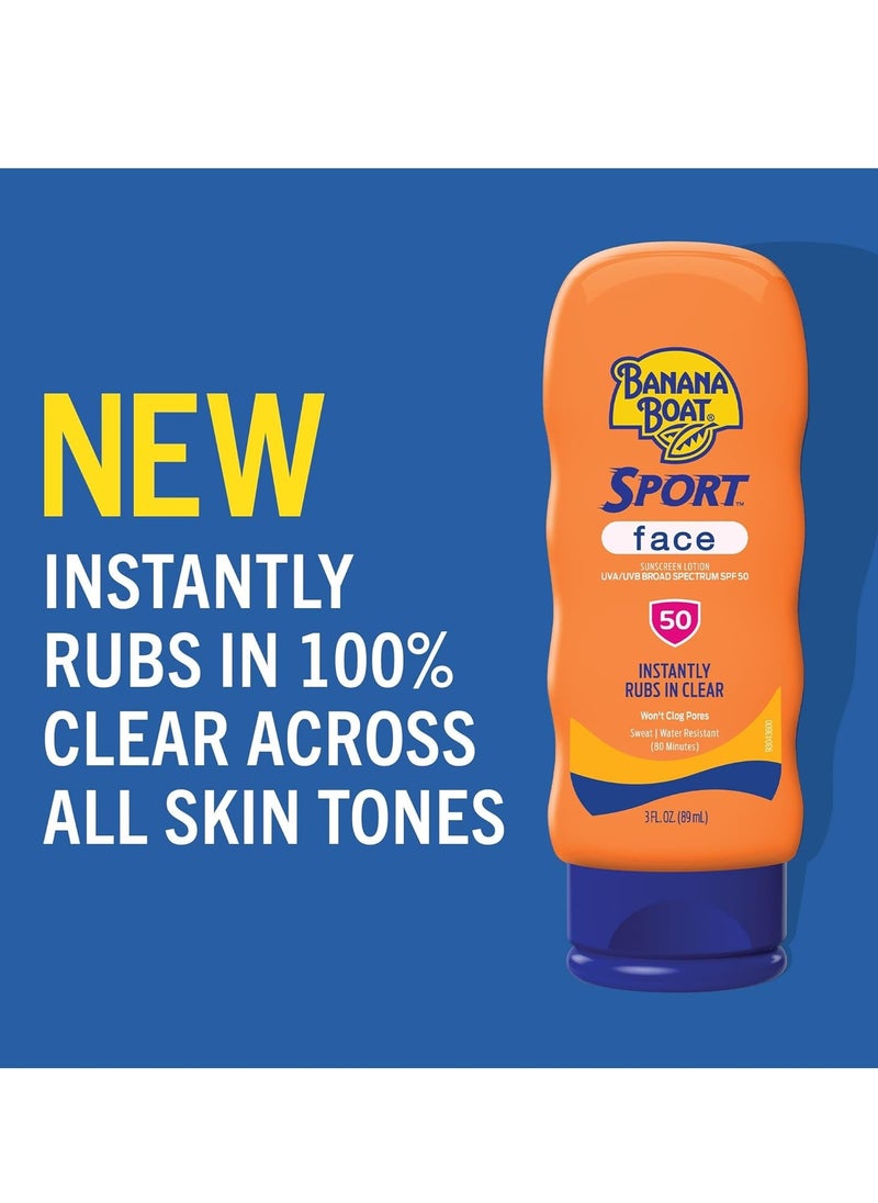 Banana Boat Sport Sunscreen for Face SPF 50, 3oz | Stocking Stuffers for Adults, Christmas Gifts, Winter Vacation Essentials, Winter Essentials, Winter Sports, Travel Size Sunscreen for Dry Skin, 3oz