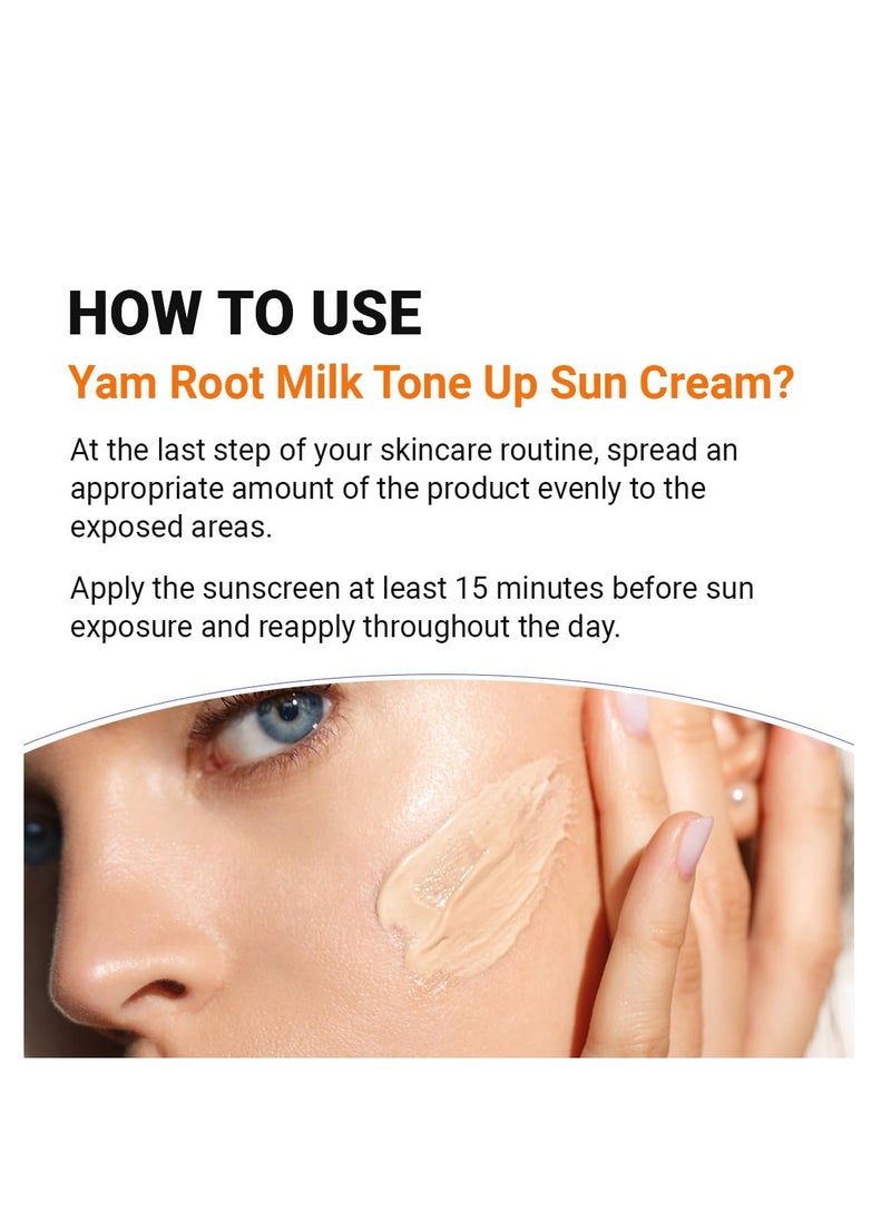ISNTREE Yam Root Milk Tone Up Sun Cream 50ml, 1.69 fl oz | Moisturizing tinted SPF50+ PA++++ | Natural Coverage | Vegan skincare | Korean Skincare