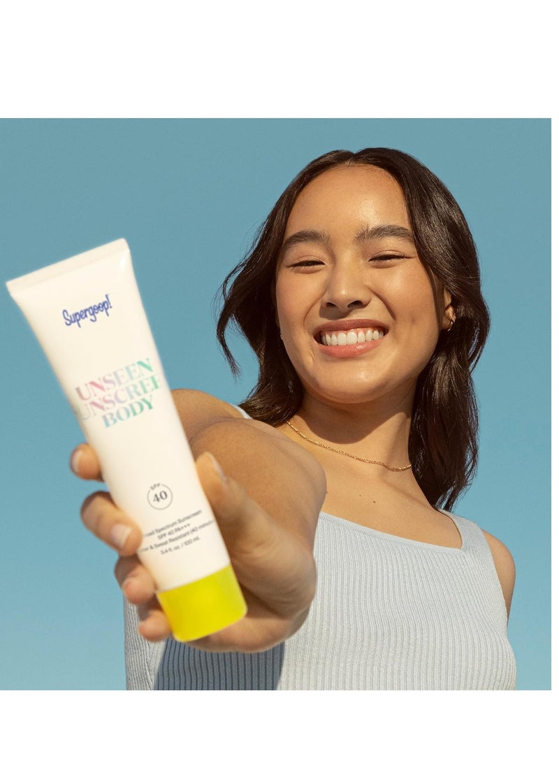 Supergoop! Unseen Sunscreen Body SPF 40 - Invisible Sun Protection - 3.4 fl oz - Weightless & Scentless - Water & Sweat Resistant - For All Skin Types