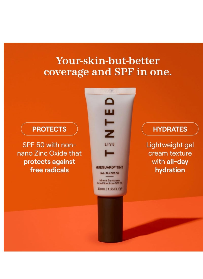 Live Tinted Hueguard Skin Tint SPF 50 - Tinted Mineral Sunscreen with Light-Medium Buildable Coverage With a Hydrating and Radiant Finish - Water and Sweat Resistant, 1.35 fl oz - Shade 05