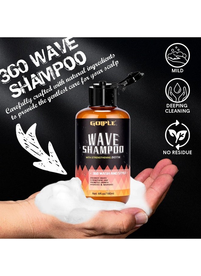 360 Waves Wash Shampoo -Wave Shampoo For Black Men 360 Wave Shampoo Hydration Shampoo Enhance Waves Shampoo Strenghtens Hair Promote Growth Wave Shampoo Easy Wash 360 Wave Training Wave Pomade Set