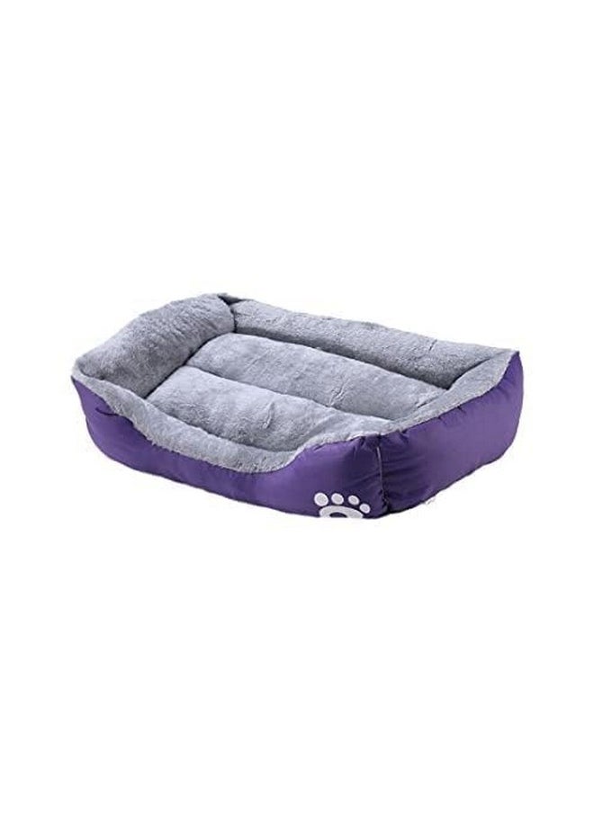 Dog & Cat Bed|Super Soft Plush Top Pet Bed|Oxford Cloth With High-Quality Polyester Filling|Machine Washable Dog Bed|Rectangular Cat Bed With Rise-Edge Pillow|Qy036P-M|Purple