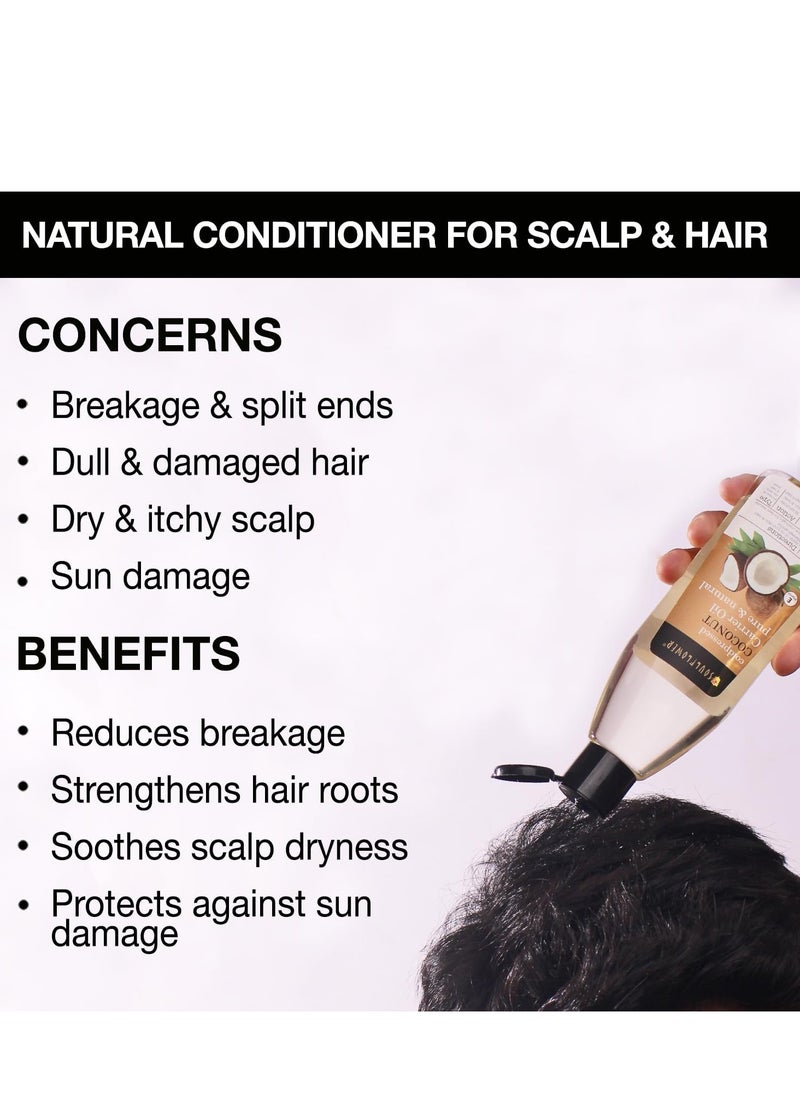 Soulflower Organic Coconut Oil Hair Growth, Long & Shiny Hair & Skin Moisturization, Face & Body Massage, Nariyal/Khopa, 100% Pure, Natural & Cold Pressed, No Mineral Oil & Preservatives, 225ml