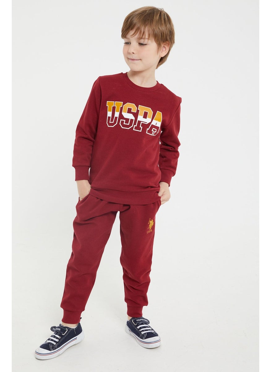 BASE. Polo Assn. Base. Polo Assn Licensed Claret Red Boys Crew Neck Tracksuit Suit