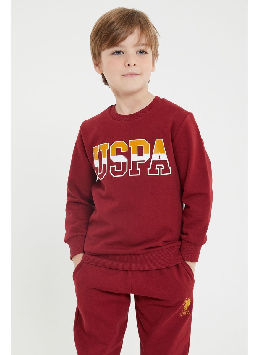 BASE. Polo Assn. Base. Polo Assn Licensed Claret Red Boys Crew Neck Tracksuit Suit