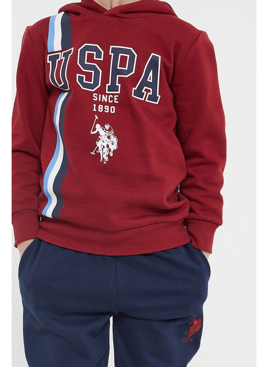 BASE. Polo Assn. Base. Polo Assn Licensed Ribbed Claret Red Boys Hoodie Tracksuit Suit