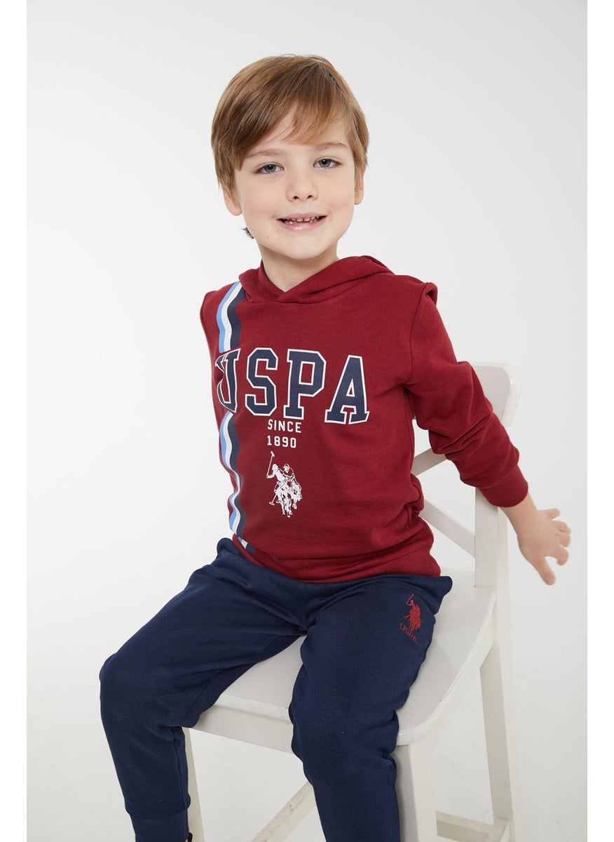 BASE. Polo Assn. Base. Polo Assn Licensed Ribbed Claret Red Boys Hoodie Tracksuit Suit