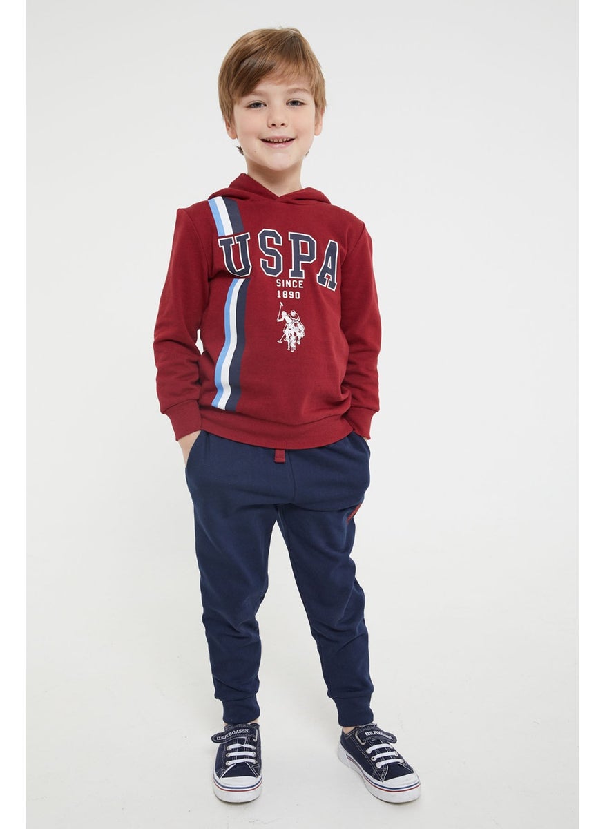 BASE. Polo Assn. Base. Polo Assn Licensed Ribbed Claret Red Boys Hoodie Tracksuit Suit