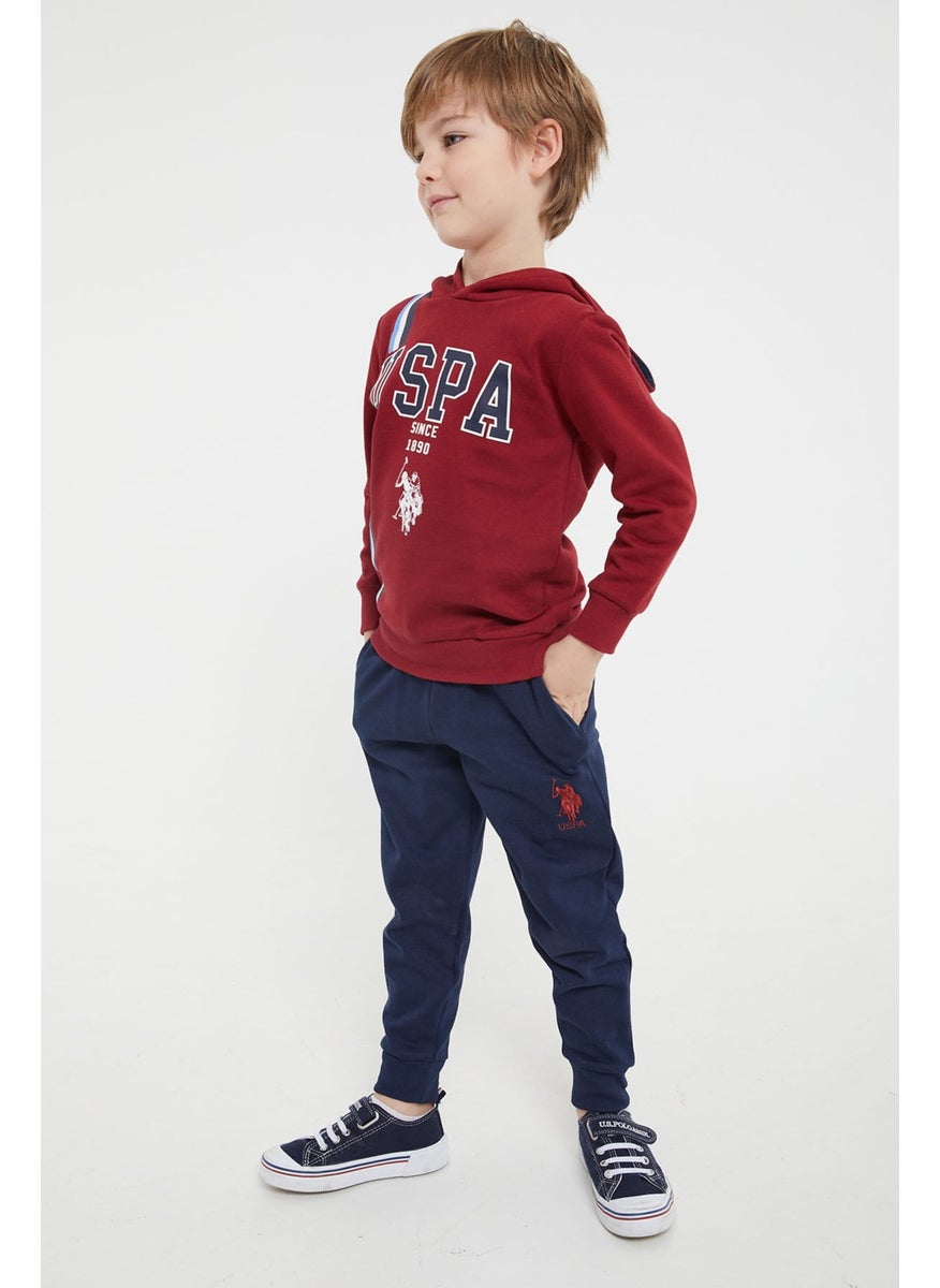 BASE. Polo Assn. Base. Polo Assn Licensed Ribbed Claret Red Boys Hoodie Tracksuit Suit