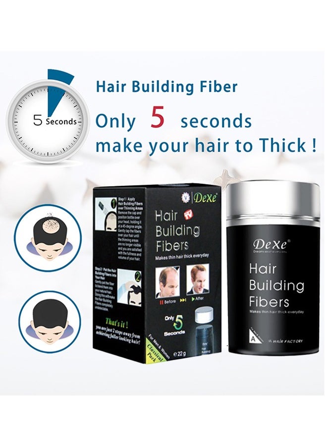 Hair Building Fibers, Fill In Fine or Thinning Hair Instantly Thicker, Fuller Looking Hair for Men and Women Dark Brown 22g