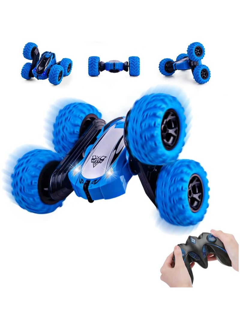 Remote Control Car for Boys,2.4GHz 4WD RC Stunt Car Toy for 5-12 Years Old Boys Birthday Gifts Electric Toy Car 360° Spins & Flips Double-Sided Stunt Remote Control RC Toys for Boys Blue