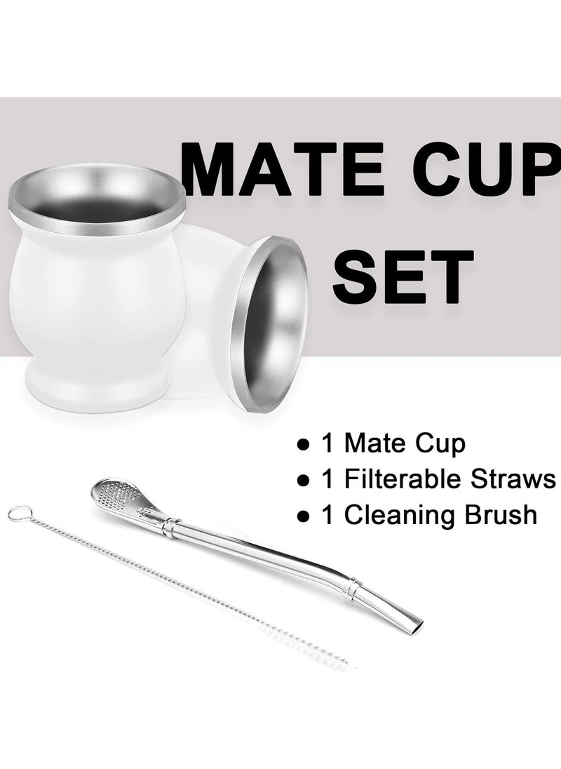 8oz Yerba Mate Cup with Straw Spoon and Cleaning Brush