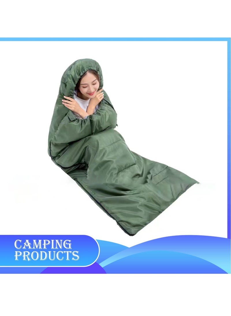 Hooded Envelope Sleeping Bag for Outdoor Camping