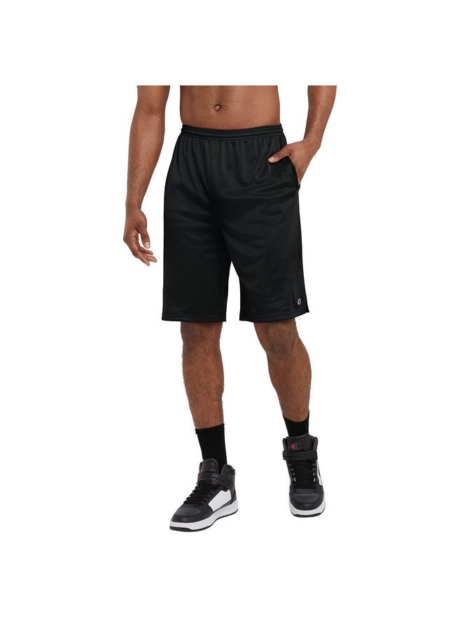 Champion Mens Shorts, Mesh Gym Lightweight Athletic For (Reg. Big & Tall) Running-shorts, Black C Patch Logo, Medium US