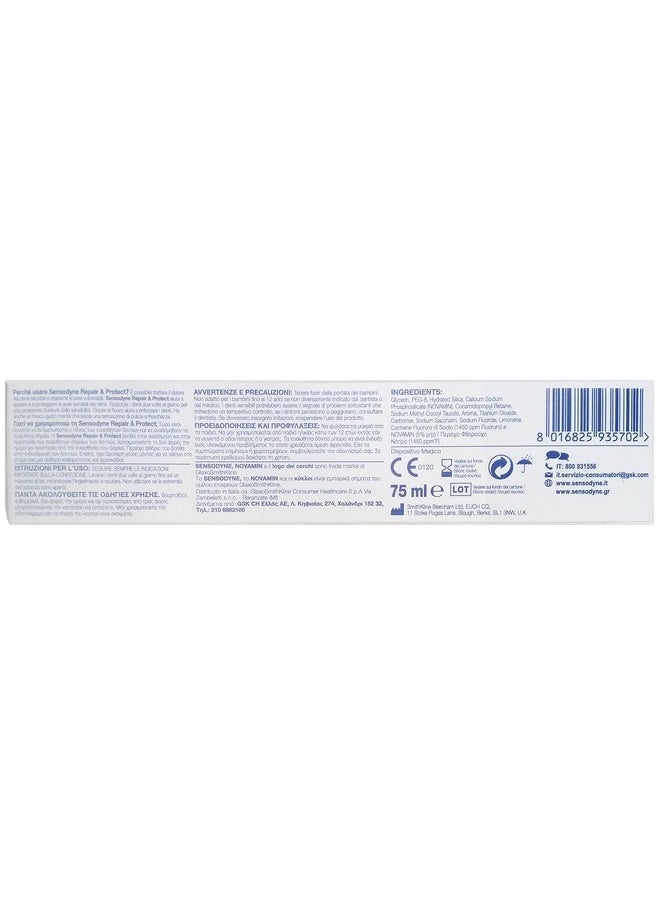 Sensodyne Repair & Protect Toothpaste | 70g (2.46 Ounce) | Pack of 4