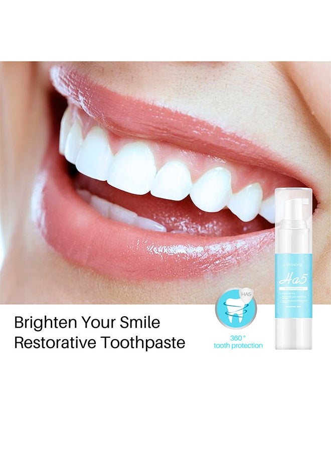 Ha5 Toothpaste，Teeth Whitening Toothpaste, HA5 Hyaluronic Acid Gum Foam Repair Toothpaste, Strong Stain Remover Toothpaste, Toothpaste for Sensitive Teeth, Repair Teeth and Improve Oral Hygiene (Blue-Repair)