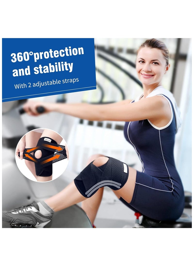 Professional Knee Brace with Side Stabilizers, Adjustable Knee Support with Meniscus Pad& Patella Gel Pad for Meniscus Tear Knee Pain ACL MCL Injury Recovery Men & Women, Workout, Sports (L)