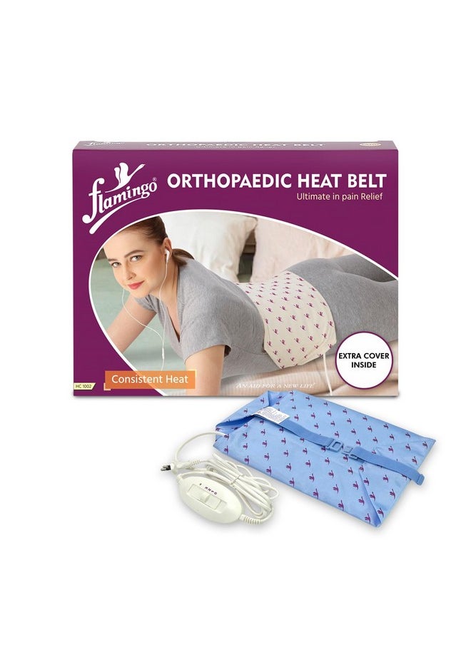 Flamingo Orthopaedic Electric Heating Pad with Extra Cover | Heat Belt with Temperature Controller | Pain Relief Heating Belt for Lower Back, Knee, Shoulder, Cramps, and Neck | Heat Pad Back Pain Relief | Regular