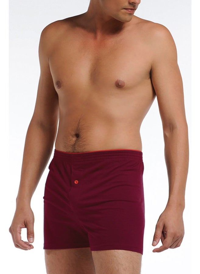 Double Tiger Men's Combed Cotton Claret Red Boxer 0805