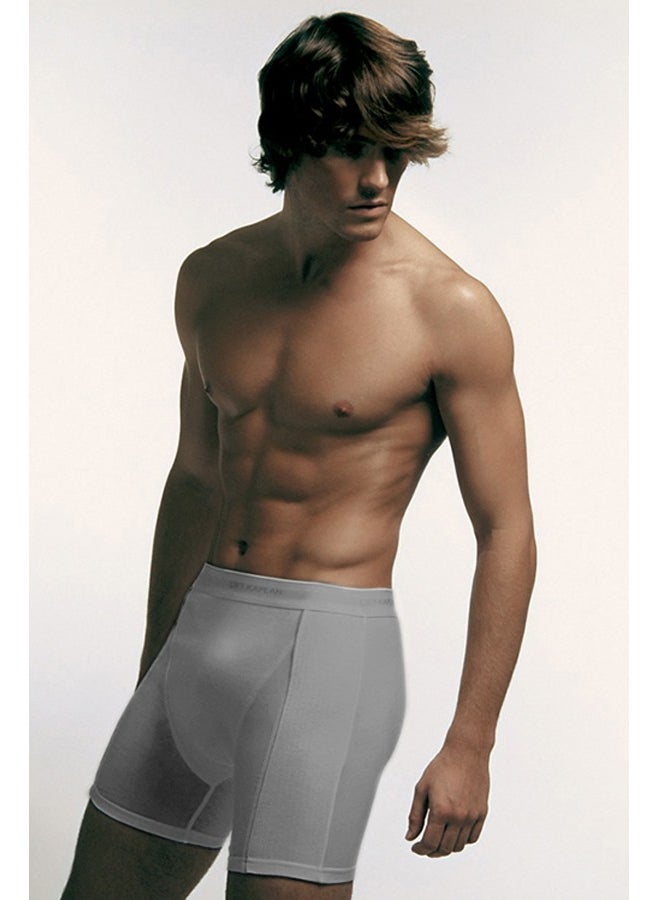 Double Tiger Men's Elastane Piping Gray Melange Long Boxer 0855