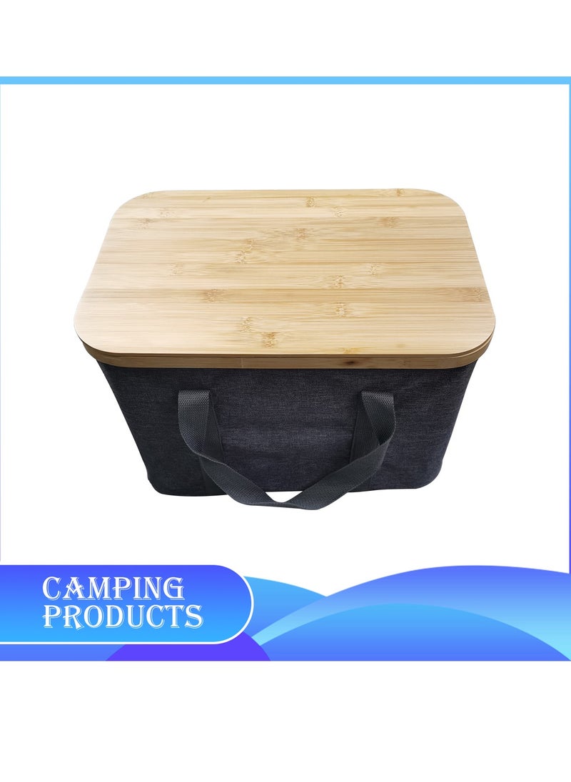 Multi-Functional Portable Camping Cooler with Bamboo Lid