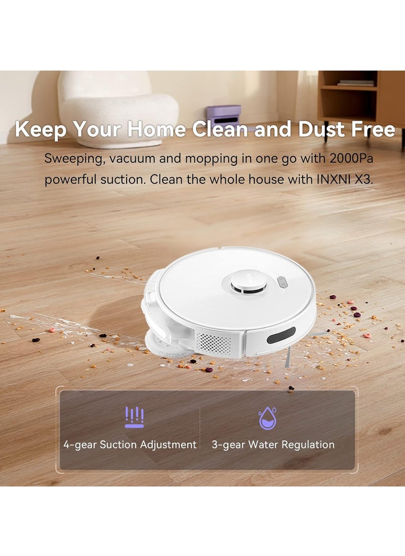 INXNI Daily Disposable Robot Vacuum Cleaner and Mop X3, App, Voice Control, Compatible with Alexa, Ideal for Hard Floors and Pet Hair