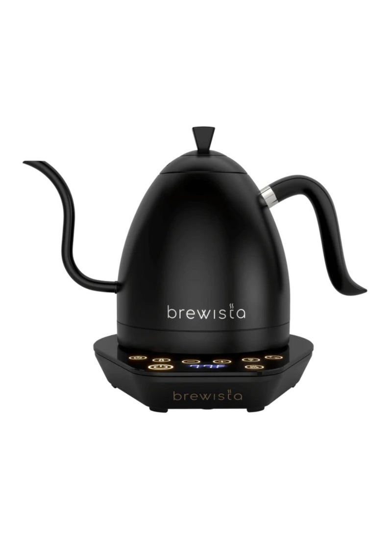 Artisan Electric Coffee Kettle with Gooseneck Spout, Perfect for Pour-Over Coffee and Tea Brewing, Precision Temperature Control, Digital Display, Flash Boil and Keep Warm Setting, Stainless Steel Body, 1L - Black on Black