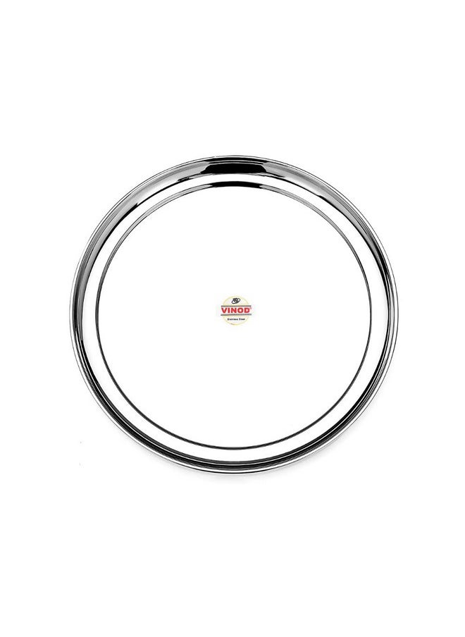 Vinod Stainless Steel Rajbhog Plate, Lunch & Dinner Plate, Set of 4 Pieces, Diameter 28.5 cm, Smokey Grey, Large