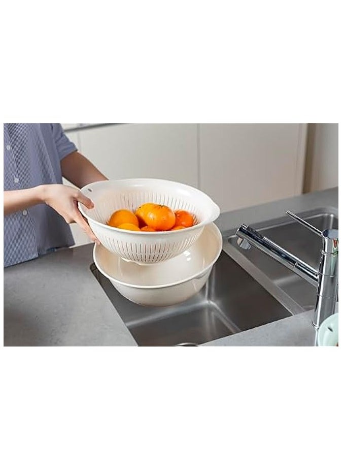 2in1 Bowl and Colander Set 23cm / Food Strainers | Kitchen Strainer | 2 In 1 Detachable Multi Function Mixing Bowl | For Fruits and Vegetable Cleaning and Storage