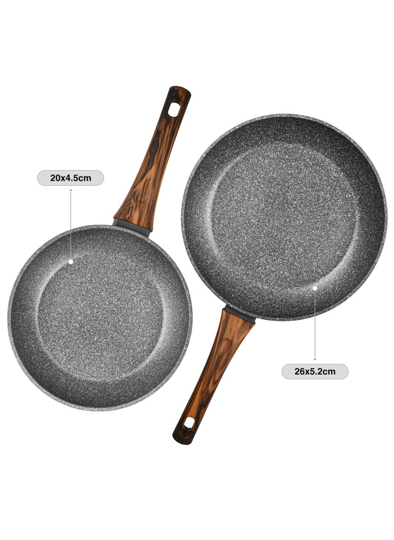 Fissman 2-Piece Frying Pan 20cm x 26cm, Aluminum Non Stick Ceramic Coating Capella Series | Induction Bottom | Ergonomic Bakelite Handle | PFOA Free Kitchen Cookware | for Omelette, Stir Frying