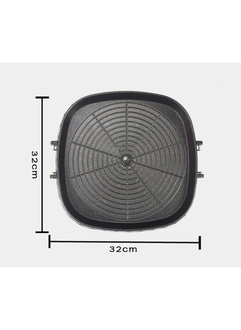 Korean-style Square Maifan Stone Grill Pan,Non-stick Smokeless Barbecue Stovetop Plate for Indoor Outdoor BBQ