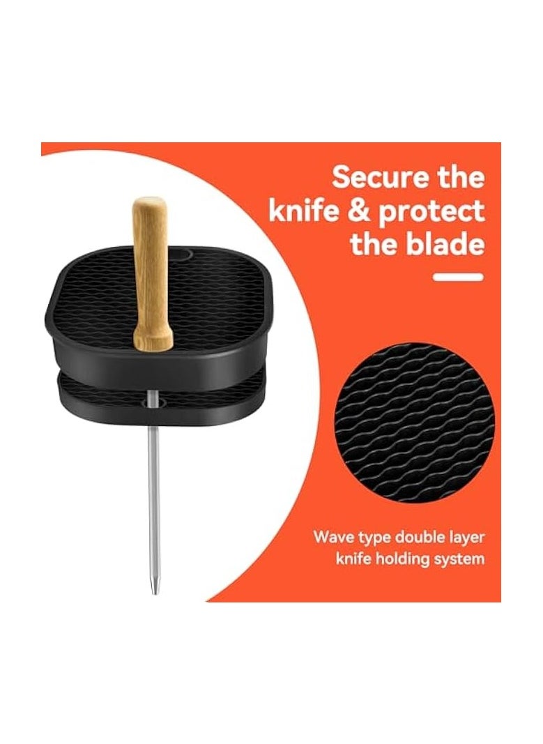 Knife Holder Block without Knives Easy Cleaning Detachable Knife Storage Space Saver with Scissors Slot Sharpening Bar Slot Black