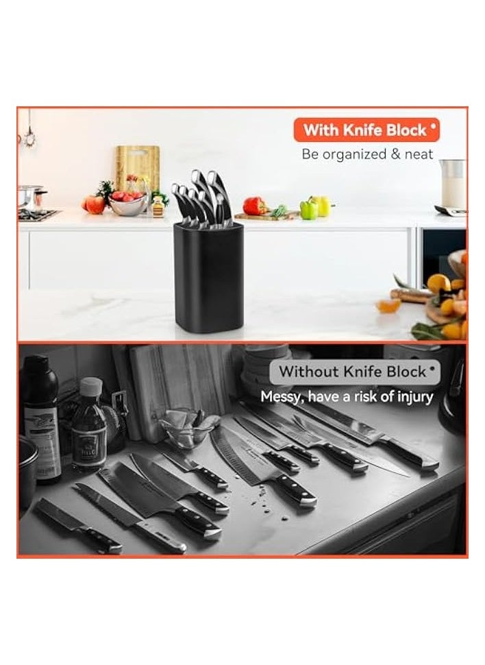 Knife Holder Block without Knives Easy Cleaning Detachable Knife Storage Space Saver with Scissors Slot Sharpening Bar Slot Black