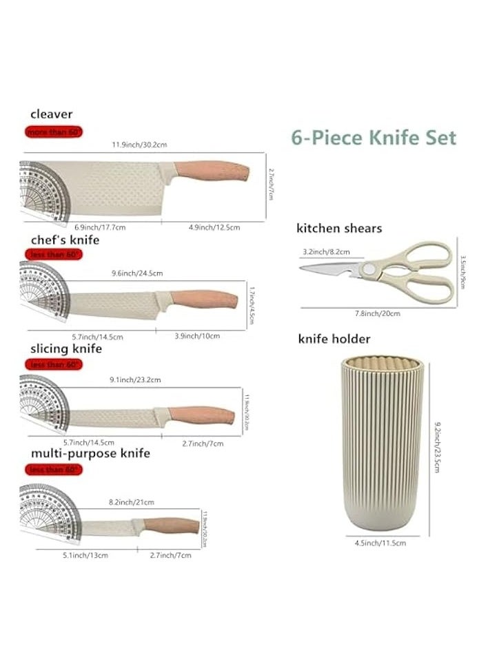 Kitchen Knife Set for Kitchen, 5 Pack Stainless Steel Chef Sharp Knife & 1 Pack kitchen scissor & 1 Pack Universal Knife Storage Block