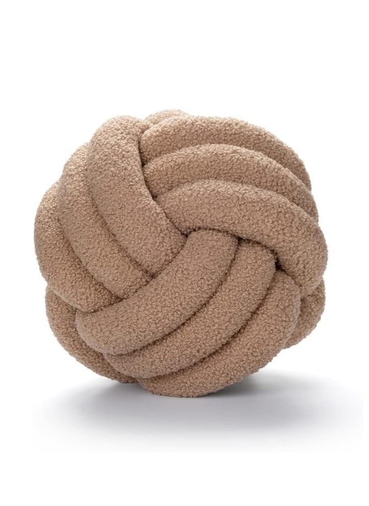 Soft Knotted Round Pillow Ball – Handmade 11-Inch Boucle Knot Plush Throw Cushion for Living Room and Home Decor