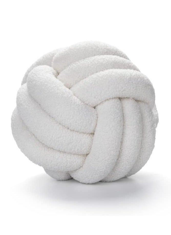 Soft Knotted Round Pillow Ball – Handmade 11-Inch Boucle Knot Plush Throw Cushion for Living Room and Home Decor