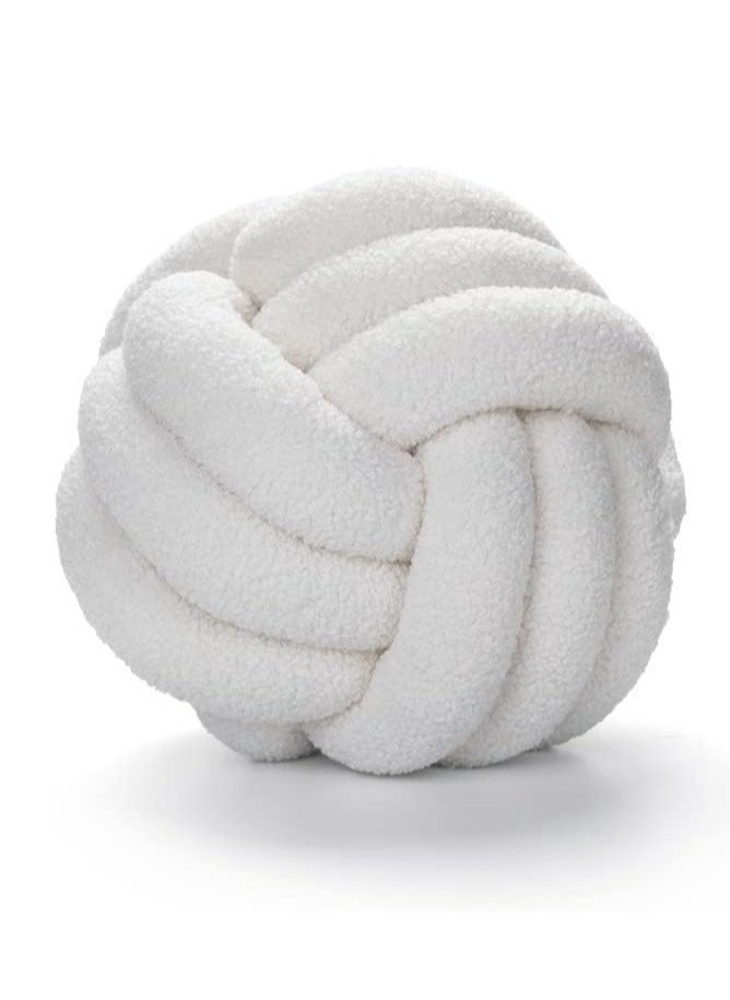 Soft Knotted Round Pillow Ball – Handmade 11-Inch Boucle Knot Plush Throw Cushion for Living Room and Home Decor