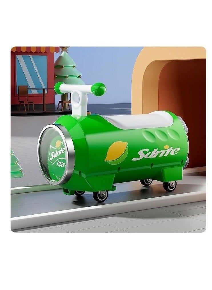 Ride on Toys for Kids,Beverage Can Shaped Ride On Swing Car,,Twist Car with Music and Light,Silent and Anti-Rollover,Ideal Car Toys for Kids and Toddler（green）